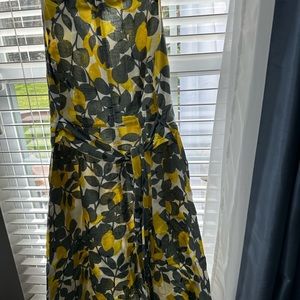 Boden midi lemon patten dress